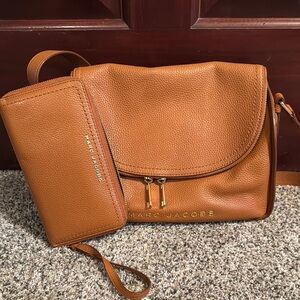 Marc Jacobs Tan Leather Crossbody Bag and Wallet Set